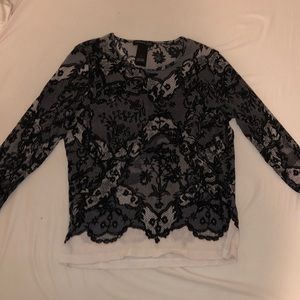 Sheer Long Sleeve with Lace Pattern